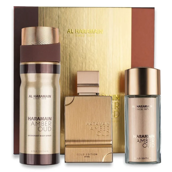 Al Haramain Amber Gold 3-Piece Set 2.5oz EDP Spray