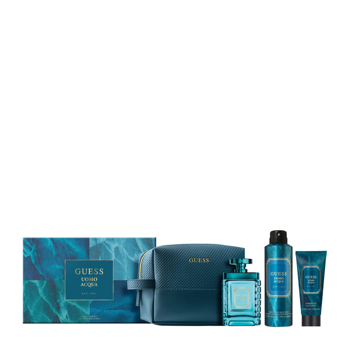 Guess Uomo Acqua 4-Piece Set 3.4oz Men EDT Spray
