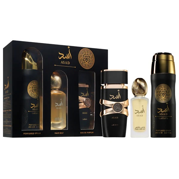 Lattafa Asad 3-Piece Set 3.4oz Men EDP Spray