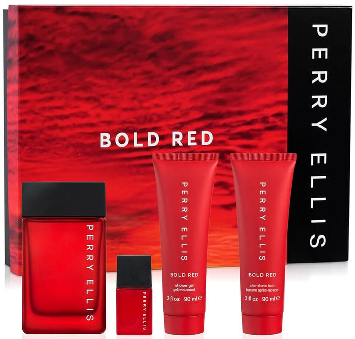 Perry Ellis Bold Red 4-Piece Set 3.4oz Men EDT Spray